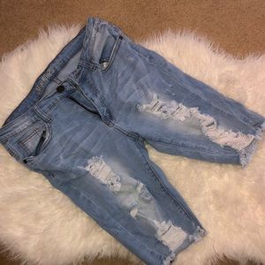 Distressed Denim Bermuda shorts